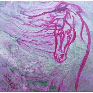 Art Print from my Original Work 8" x 8" "Purple Horse Patronus" Acid Free Stock